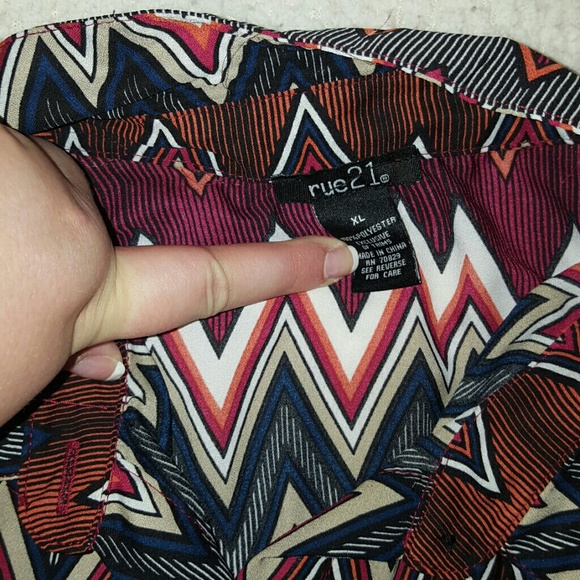 Rue 21 Bohemian High Low Button-down - Picture 3 of 6
